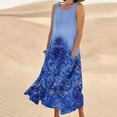 thumbnail image 2 of Womens Casual Maxi Dress Plus Size Vintage Printed Summer Boho Vacation Dresses Casual Round Neck Sleeveless Beach Tank Dresses Trendy T Shirt Long Dress with Wide Pockets 2024, 2 of 5