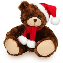 Made by Aliens 11" Santa Teddy Bear with Hat and Scarf, Stuffed Animal Holiday and Christmas Toys