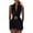 Black #21, variant on Women Sleeveless Shorts Belted Romper Plunging V-Neck Romper Summer Outfit High Waist Slim Romper with Pocket Casual Office Khaki L