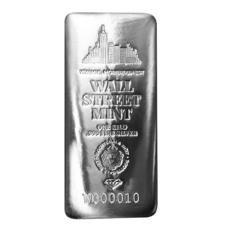 1 Kilo Silver Bar - Wall Street Mint .999 Silver Bar