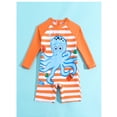 thumbnail image 2 of Emy Dola Baby Boys one Piece Swimsuit Zipper Rash Guard Kids Long Sleeve Bathing Suits UPF 50+ Sun Protection Swimwear 0-3 Years, 2 of 6