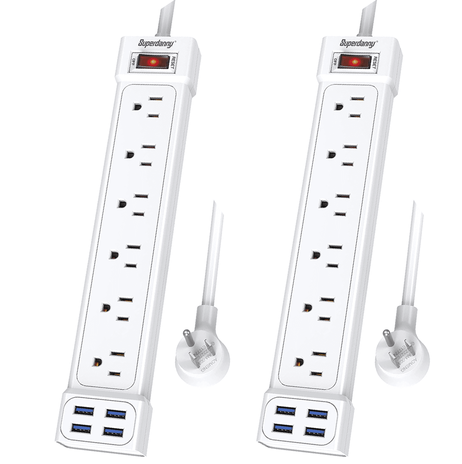 SUPERDANNY USB Surge Protector Power Strip 6 Outlet 4 USB 4 ft