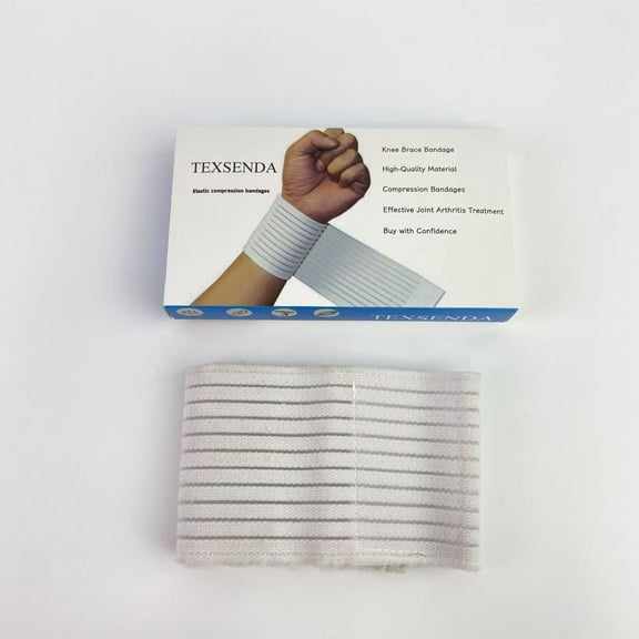TEXSENDA Elastic compression bandages,Elastic Bandage with Hook and Loop Closure Compression Bandage Wrap 4 Inch x 15 Feet Latex Free Stretched Bandage Rolls