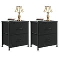 thumbnail image 3 of QRKD 2Pcs Nightstand End Table Side Table with 2 Fabric Drawers Bedside Table Bedroom （Brown）, 3 of 18