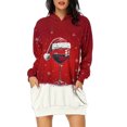 thumbnail image 2 of TIMIFIS Robe Chandail à Capuche Imprimé de Noël Laid pour Femmes Robe Midi Ample à Manches Longues avec Poche Cadeaux de Noël pour Femmes, 2 of 4