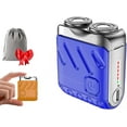 thumbnail image 1 of Portable Rotary Dual Ring Electric Shaver, Washable Double Head Razor,Afeitadora EléCtrica PortáTil Rotativa De Doble Anillo, Mini Small Steel Cannon Rotary Dual Ring Electric Razor. (Blue), 1 of 7