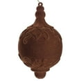 thumbnail image 1 of Vickerman MT196275D 7 in. Chocolate Flockd Drop Finial Ornament - 3 per Bag, 1 of 1