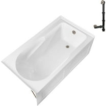 Streamline GA-311-24-BNK 60 in. x 32 in. Acrylic Right-Hand Drain Alcove Bathtub in Glossy White With External Drain in Brushed Nickel