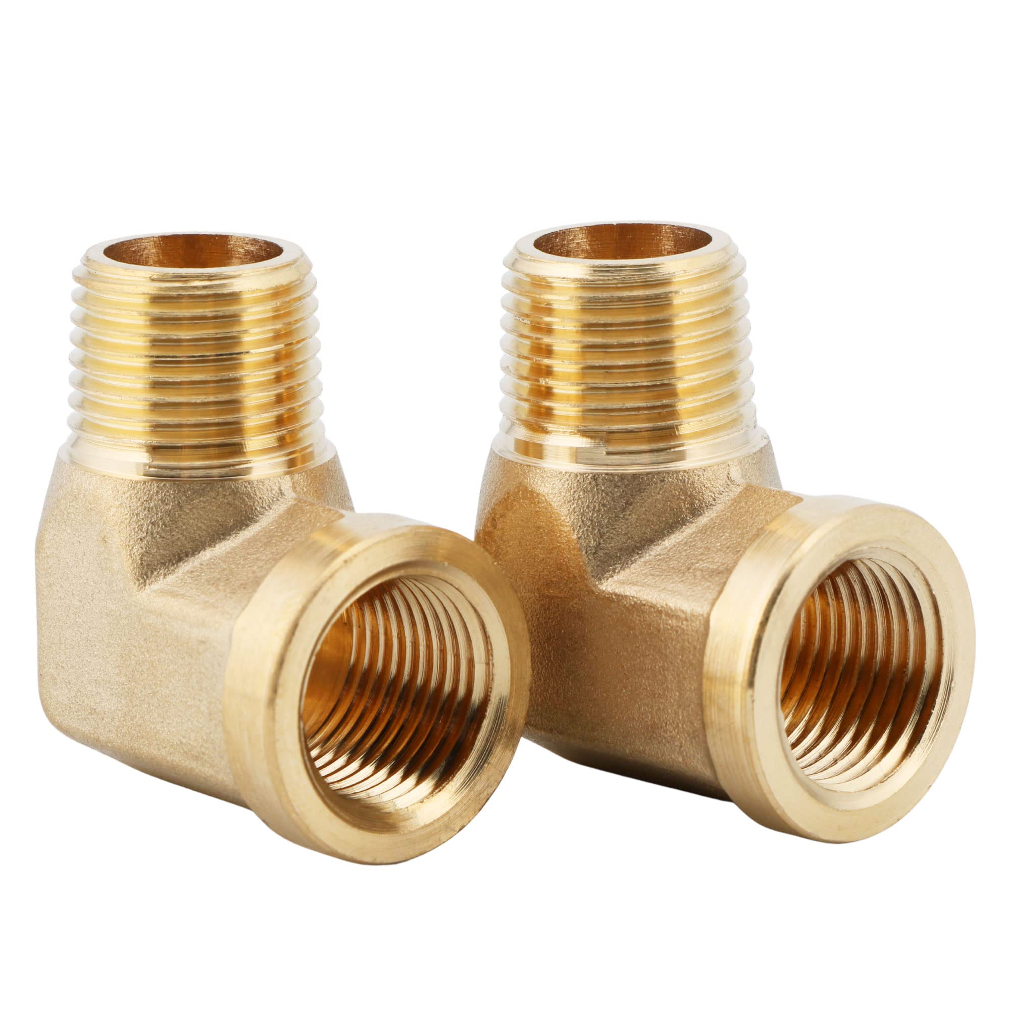 U.S. Solid 2pcs 150psi Brass Pipe Fittings 90 Degree Barstock Street Elbows 3/8' NPT Male To 3/8' NPT Female