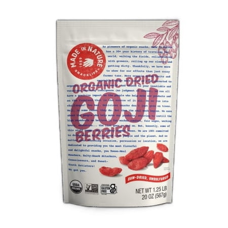 Made in Nature Organic Dried Goji Berries  20 oz (1 Pack)