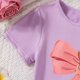 thumbnail image 4 of Conjuntos de blusas y camisas de cuello redondo y manga corta para niños, top con capucha de manga larga de color con cintura elástica, pantalones largos, traje casual y cómodo, conjunto de poliéster, 4 of 6