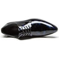 thumbnail image 3 of Dress Shoes Men Pointed Toe Floral Patent Leather Lace Up Oxford Fashion Formal Shoes Black Blue Red, 3 of 10