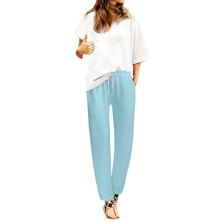 

HSMQHJWE Women S Pajama Pants Dress Pants For Women Business Casual Size 22 Women Elastic Waist Trouser Pant With Pocket Loose Pant Solid Color Pants Womens Separates