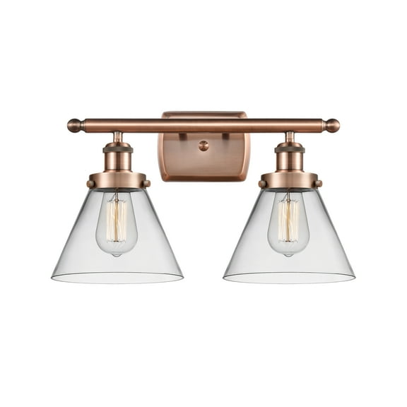 Innovations Lighting 916-2W-13-18 Cone Vanity Cone 2 Light 18" Wide Vanity Light - Copper