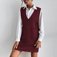 thumbnail image 4 of BLTIBY Sweater Vest Dress for Women Casual V Neck Sleeveless Casual Soft Knit Stretch Lightweight Y2K Pullover Tank Dresses with Pocekts Brown L, 4 of 9