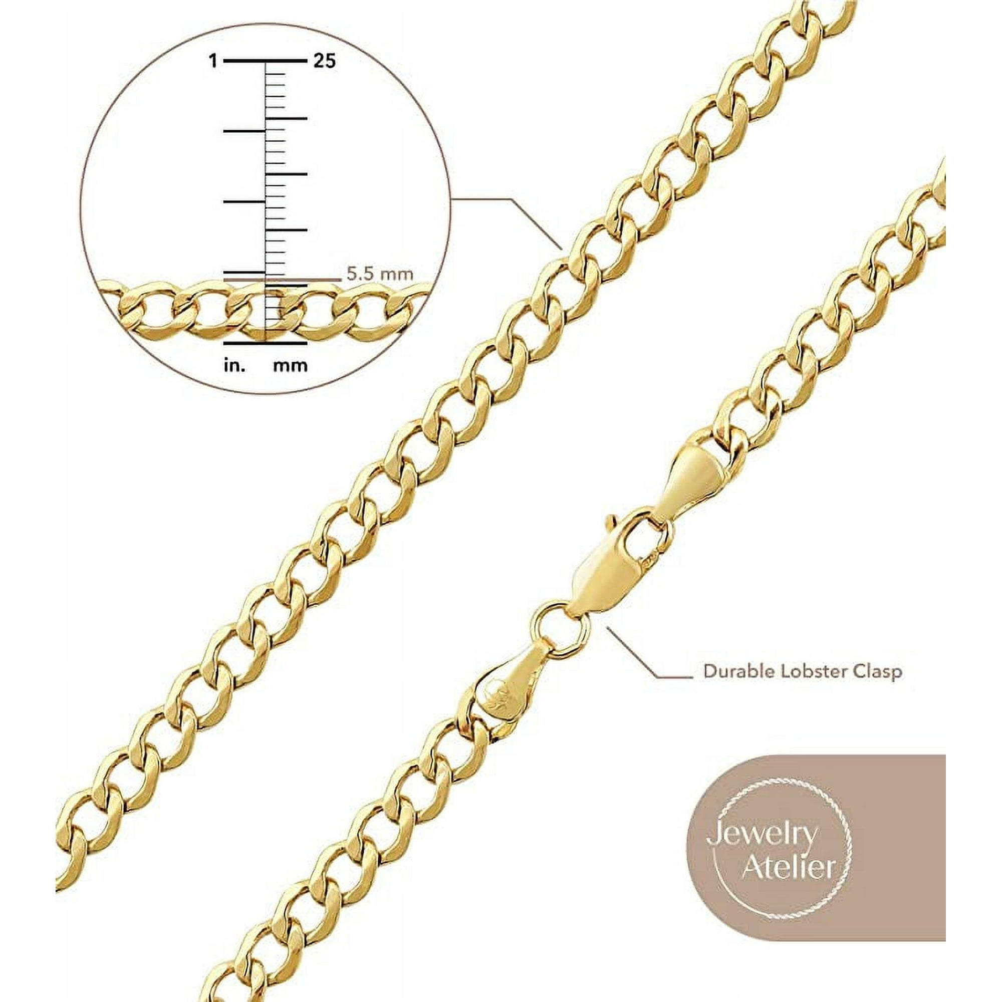Jewelry Atelier Gold Chain Necklace Collection - 14K Solid Yellow Gold Filled Miami Cuban Curb Link Chain Necklaces for Women and Men with Different Sizes (2.7mm, 3.6mm, 4.5mm, or 5.5mm)