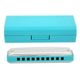 thumbnail image 1 of 10 Holes Blues Harmonica in D-flat, Portable Musical Instrument for Beginners, Blue, 1 of 2