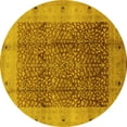 thumbnail image 1 of Ahgly Company Machine Washable Indoor Round Oriental Yellow Industrial Area Rugs, 7' Round, 1 of 4