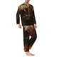 thumbnail image 2 of Balery Cool Flame Lion A Pijama para Hombre de Dos Piezas con Manga Larga, Conjunto de Dormir y Descanso Suave con Bolsillos-Medium, 2 of 6