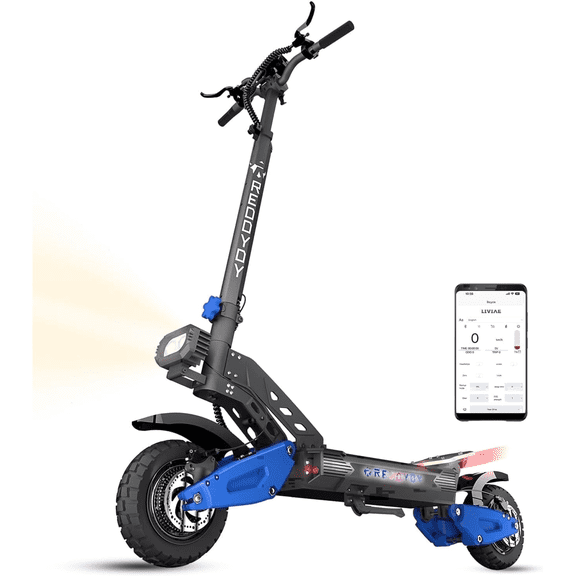 JUN LING Off Road Electric Scooter Adults -3600W Motor, 45MPH Max Speed, 50Miles Range, 10.5" Tires, Fast E Scooter with App & NFC