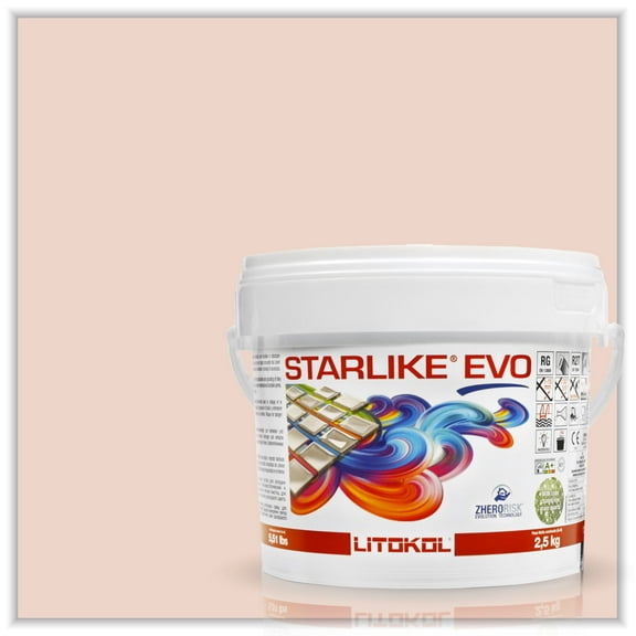 Starlike EVO Glamour Collection Epoxy Tile Grout - Rosa Cipria FETI1003, 2.5 kg/5.5 lbs Indoor/Outdoor Tile Adhesive and Two-Part Epoxy Grout for Shower, Pool, Bathroom, or Kitchen Walls or Floors
