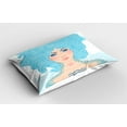 thumbnail image 2 of Ambesonne Zodiac Aquarius Pillow Sham 2 Pack, Blue Woman, 26"x20", Pale Peach Aqua Coral, 2 of 3
