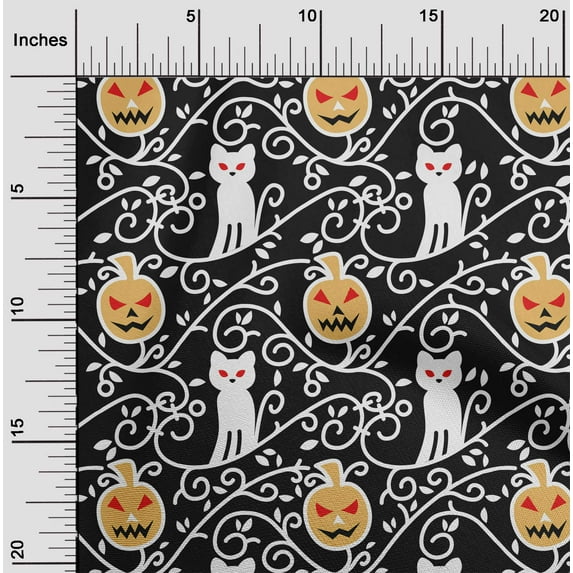 oneOone Cotton Cambric Black Fabric Halloween Quilting Supplies Print Sewing Fabric By The Yard 56 Inch Wide