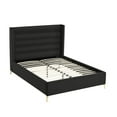 thumbnail image 4 of Montez Upholstered Velvet Queen Size Wingback Platform Bed, Black, 4 of 7