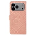 thumbnail image 3 of For IPhone 17 Pro 6.3" Ethnic Wind Embossed Strong Magnetic Attachment/Closure, Card Slots/Pocket, PU Leather Flip Wallet Case ﻿,Pink,For iPhone 17 Pro, 3 of 7