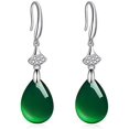 thumbnail image 1 of Pendientes de jade verde Calcedonia Gota de agua Pendientes de encanto Joyería de jadeíta tallada Joyería de lágrima verde esmeralda, 1 of 5