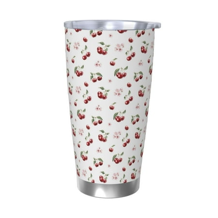 

Lukts Cherry Berries for 20OZ Car Cup Stainless Steel Direct Drinking Straw Thermos Cup Suitable for Office Travel and Car-Without Straw