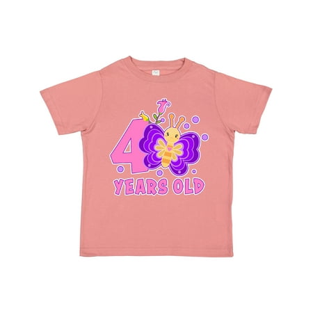 

Inktastic 4 Years Old with Butterfly and Flowers Girls Toddler T-Shirt