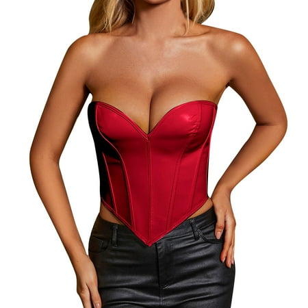 

fvwitlyh Shapewear for Women Tummy Control Waste Band Extender Women Bustier Corset Top PU Push Up Crop Tops Vintage Sweat Waist Trainer for Women plus Size