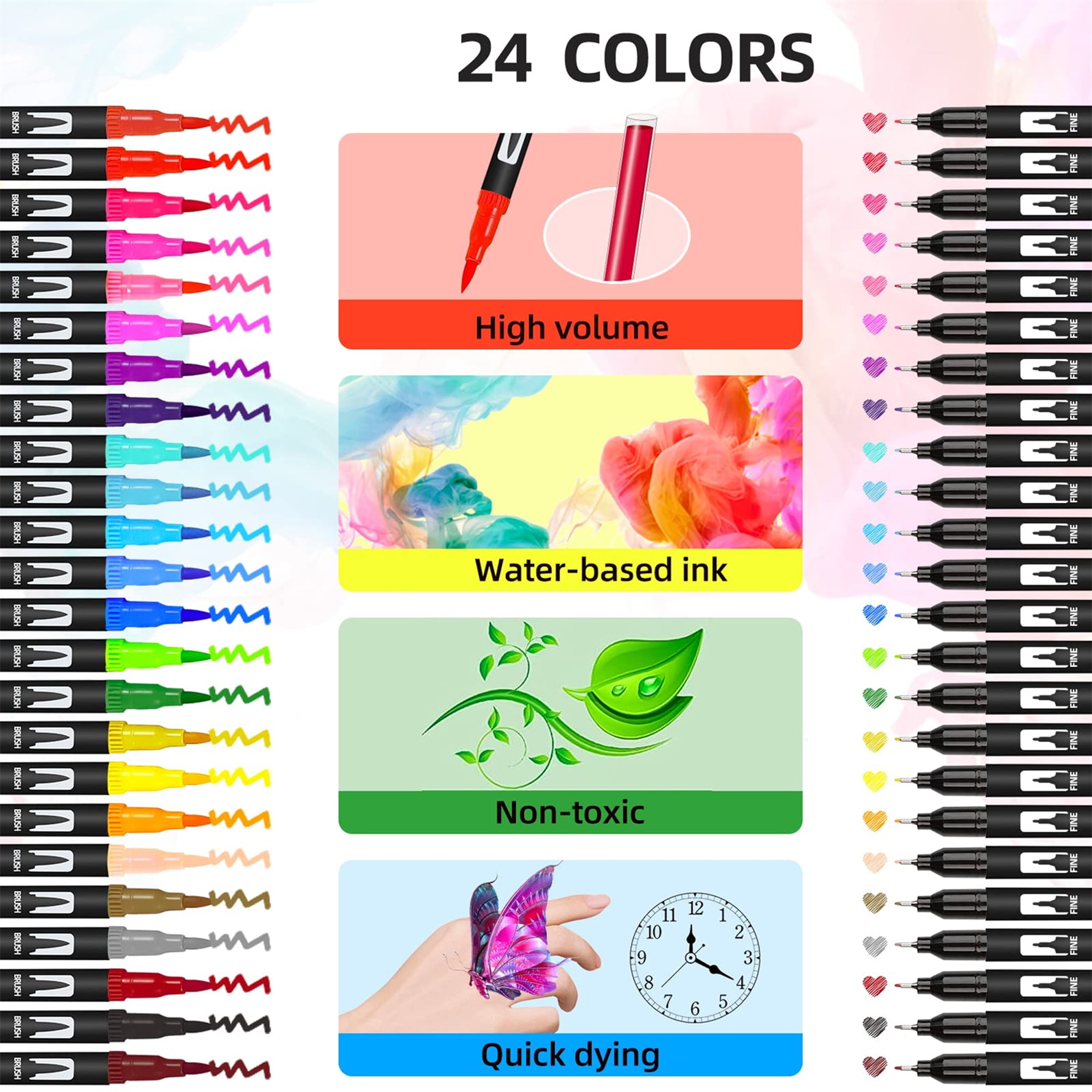  SAYEEC Dual Brush Marker Pens 12 Colored Art Coloring Markers  with Fine Point and Brush Tip Dual Tip Calligraphy Drawing Pens for Artist  Adult Coloring Books Journaling Note Taking Lettering