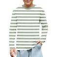 thumbnail image 6 of DxhmoneyHX Girls Striped Long Sleeve Shirts Basic Crew Neck Color Block Tunic Tee Tops Summer Vacation Lounge Blouse Age 3-14 Years, 6 of 8