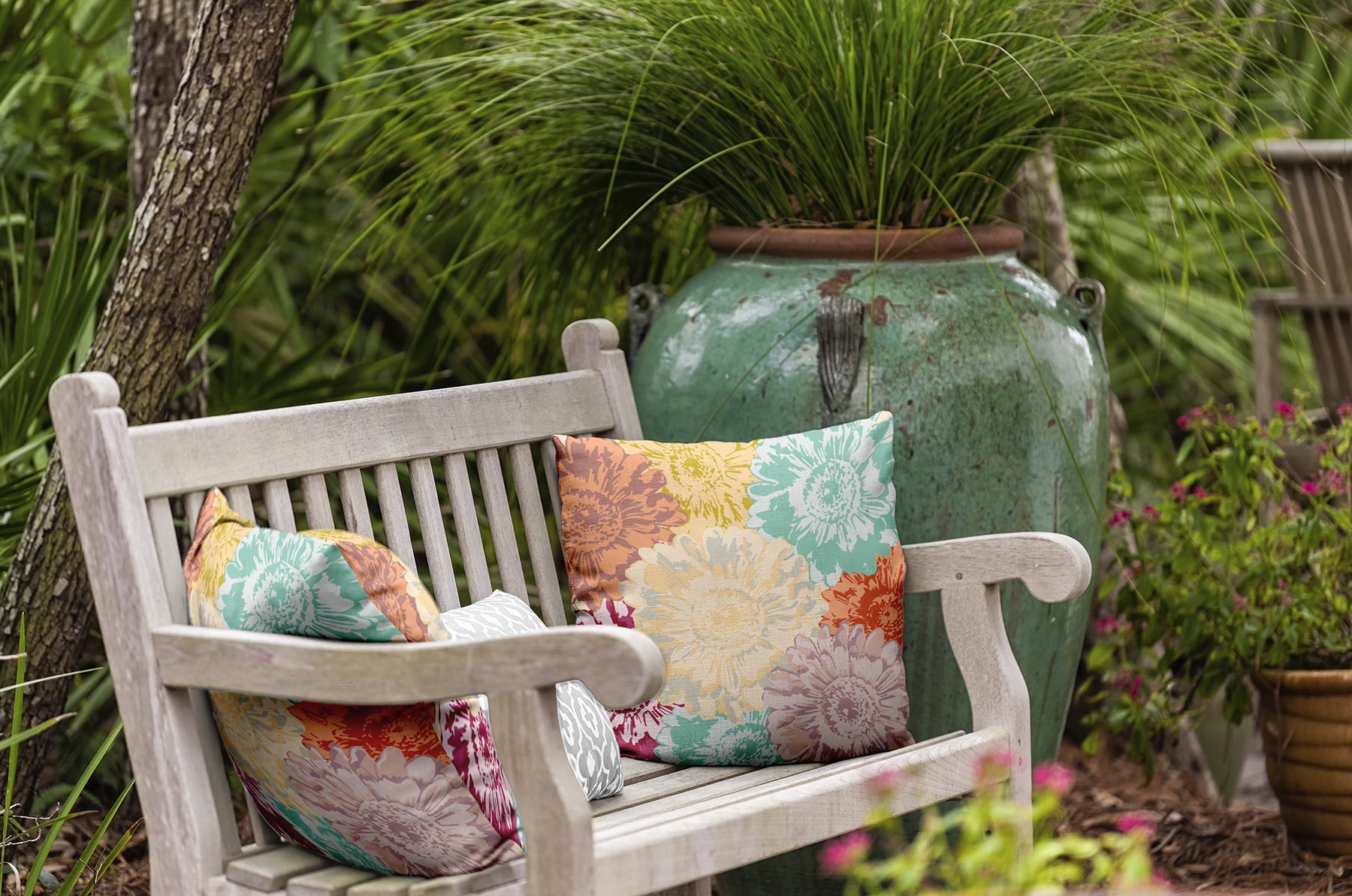20" x 20" Simply Daisy Big Flowers Polyester Indoor/Outdoor Pillow, Corn Stalk Qty 1