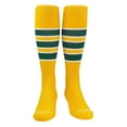 thumbnail image 2 of PEAR SOX Striped OTC Baseball, Softball, Football Socks - Gold, White, Forest Green (C) (L), 2 of 4