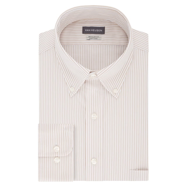 Van Heusen Men's Pinpoint Regular Fit Stripe Button Down Collar Dress Shirt