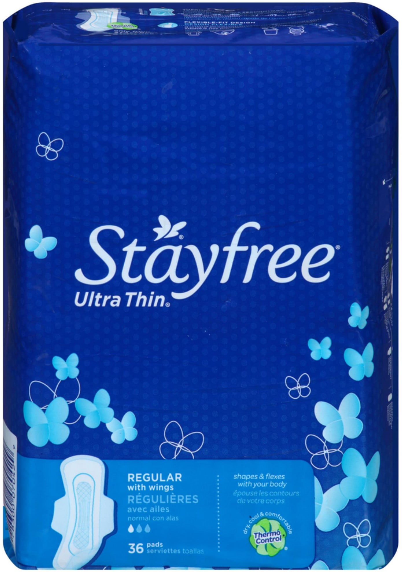 2 Pack STAYFREE Ultra Thin Regular Pads with Wings 36 ea Walmart