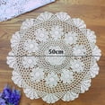 thumbnail image 2 of Small Round Lace Table Cloth Vintage Crochet Cotton Floral Tablecloth 50cm Decor, 2 of 8