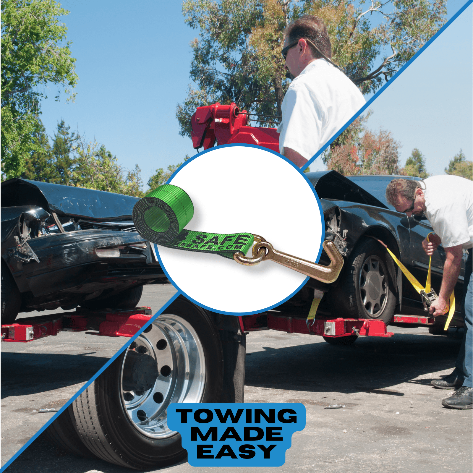 12 Pack Heavy Duty G70 2" x 10' Mini J Hook Towing Strap for Trailer Wrecker