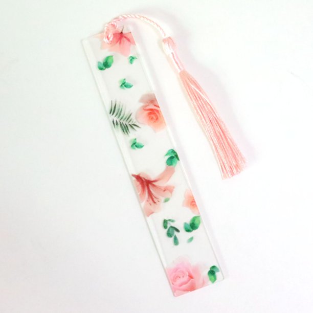 Marcapáginas acrílico transparente, marcapáginas de flores, útiles escolares para estudiantes, papelería, regalo creativo