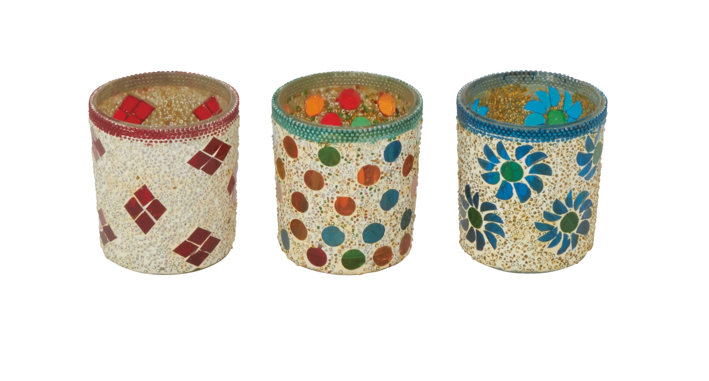45620 Glass Mosaic Votive Set Of 3
