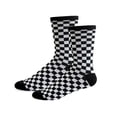 thumbnail image 2 of COUVER Black and White Cotton Checkered Mid Calf Crew Socks 2 Pack Women's, 2 of 8