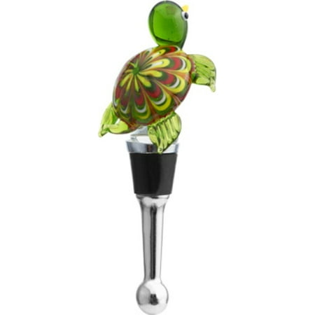 - Venetian Design Green Sea Turtle Glass Art Wine Bottle Stopper Topper