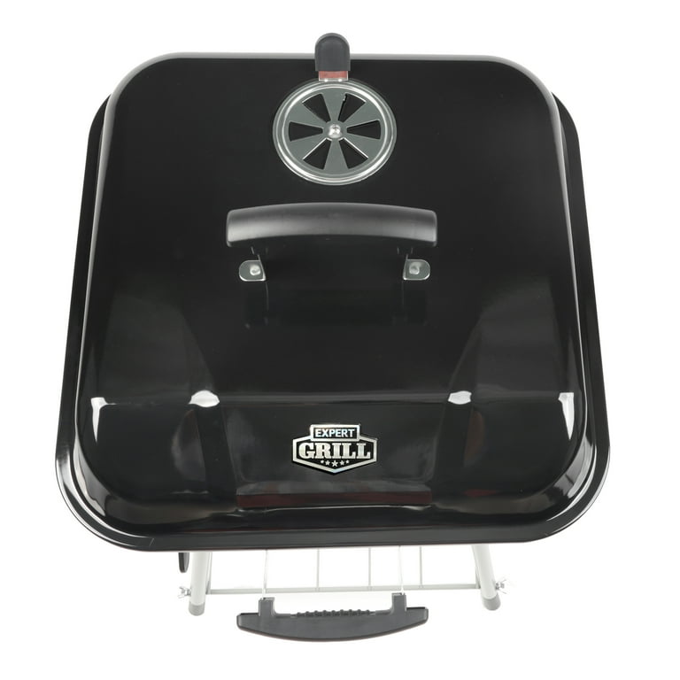 Expert Grill 17.5 Square Steel Charcoal Grill with Wheels Black New