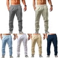 thumbnail image 3 of Pantalones de harén sueltos de lino y algodón para hombre, pantalones hippie de yoga para playa, 3 of 4
