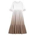 thumbnail image 4 of ITSAME Girls A-Line Maxi Dress Flowy Ruffle 3/4 Sleeve Round Neck Gradient Print Summer Fashion Casual Dress Khaki Size 12, 4 of 7