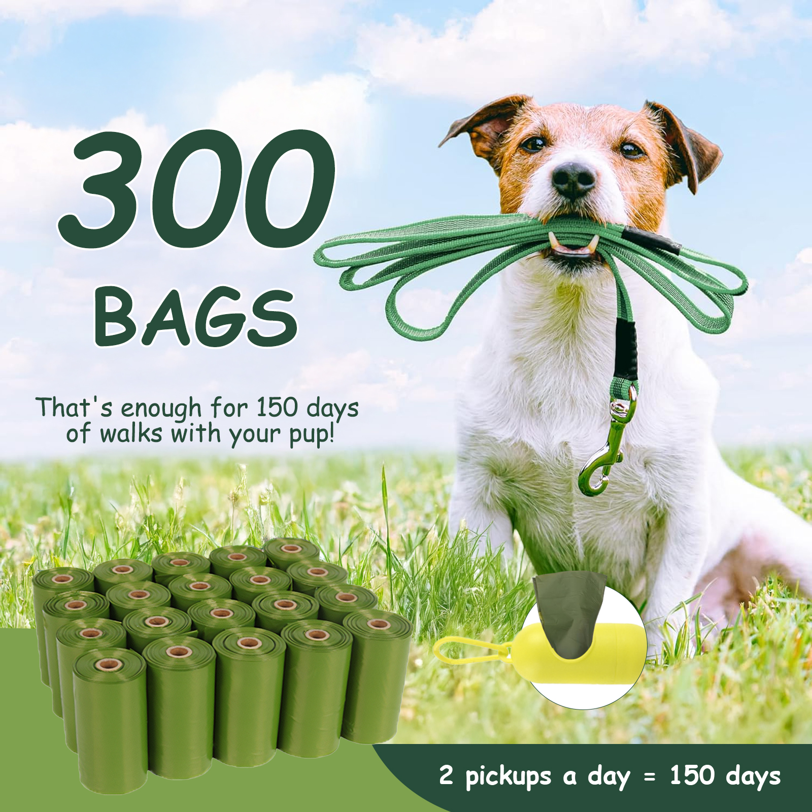 Absoke Biodegradable Dog Poop Bags, 300 Count photo 2