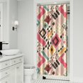 thumbnail image 2 of Nordic Boho Shower Curtain 36x72 Inches, Quick-Dry Polyester with Plastic Hooks, Earth Tone Artistic Tribal Pattern for Vintage Bathrooms, 2 of 5